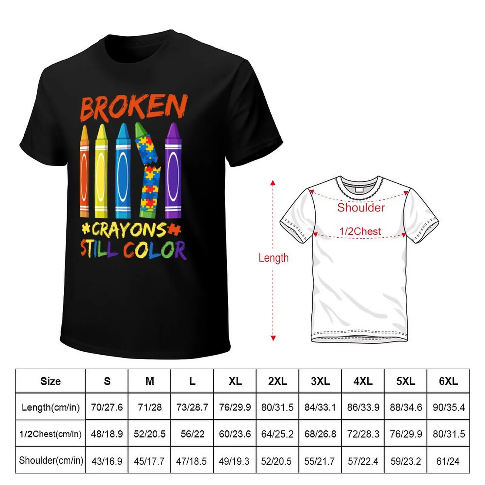 Broken Crayon Still Color Autism Awareness T-Shirt Breathable Sportswear T-Shirt for Men