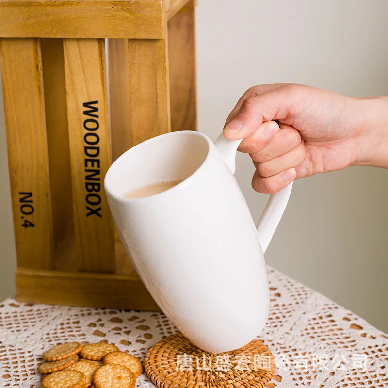 Tangshan الصانع بالجملة القدح سعة كبيرة نقية بيضاء الإبداعية الإعلان هدية السيراميك كوب ماء الحليب العظام كوب الصين #1