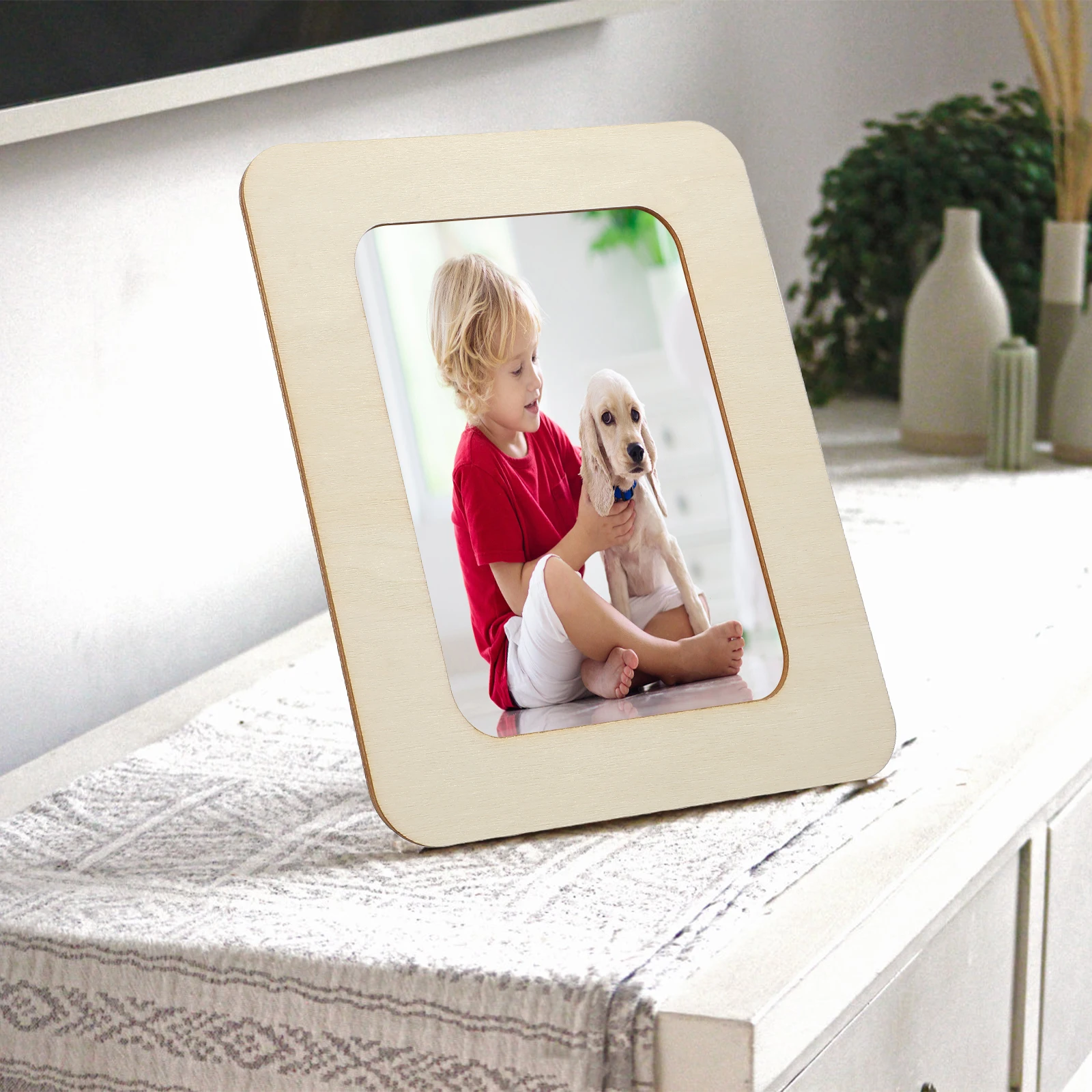 

6 Pcs Wooden Picture Frame Unfinished High Quality Rustic Paintable Boxwood Photo Frames Bulk Sewing Craft Accessories