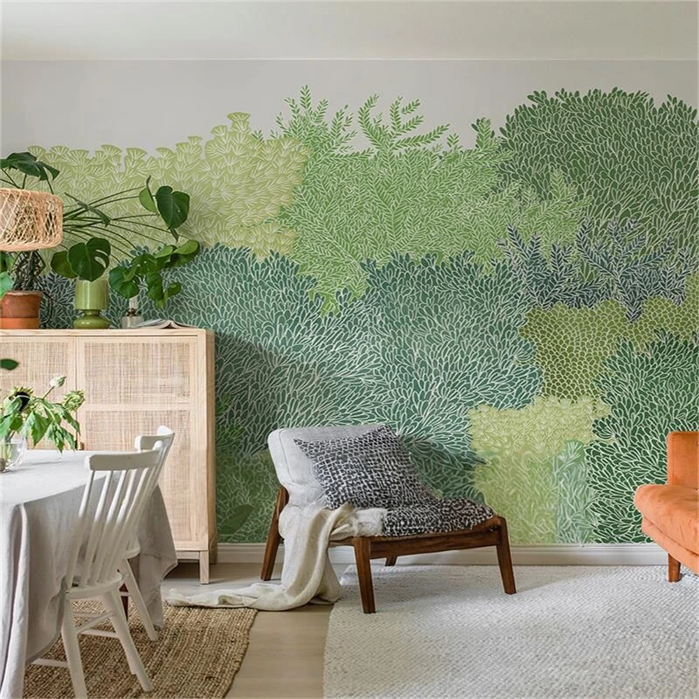 Custom Nordic fresh green plant wallpaper for wall cloth dining room sofa film television wallpaper seamless wall paper bedroom