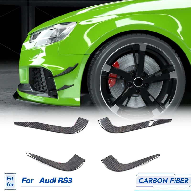 

Car Front Bumper Fins Canards Carbon Fiber for Audi RS3 Sedan 4-Door 2017 2018 2019 Racing Front Bumper Air Vents Trim Splitters