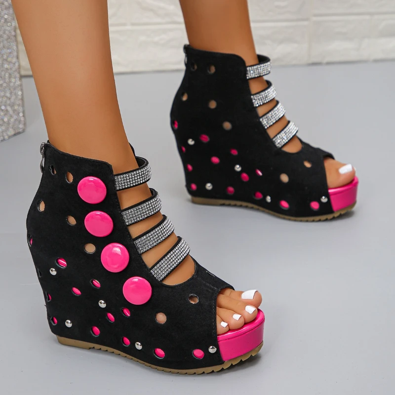 Thick-soled, Limping Heel, Exposed Toe, Rear Zipper, Versatile, Comfortable, Anti-slip and Breathable Fashion Women's Sandals