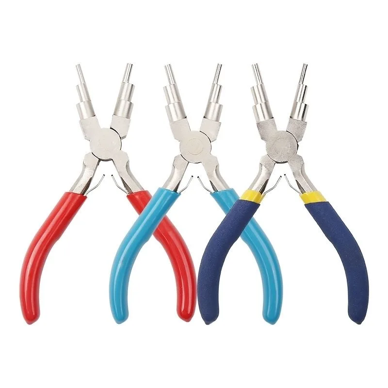 Carbon Steel 6-Step Multi-Size Wire Looping Forming Pliers Round Nose Beading Tools for Loops and Jump Rings Jewelry Making