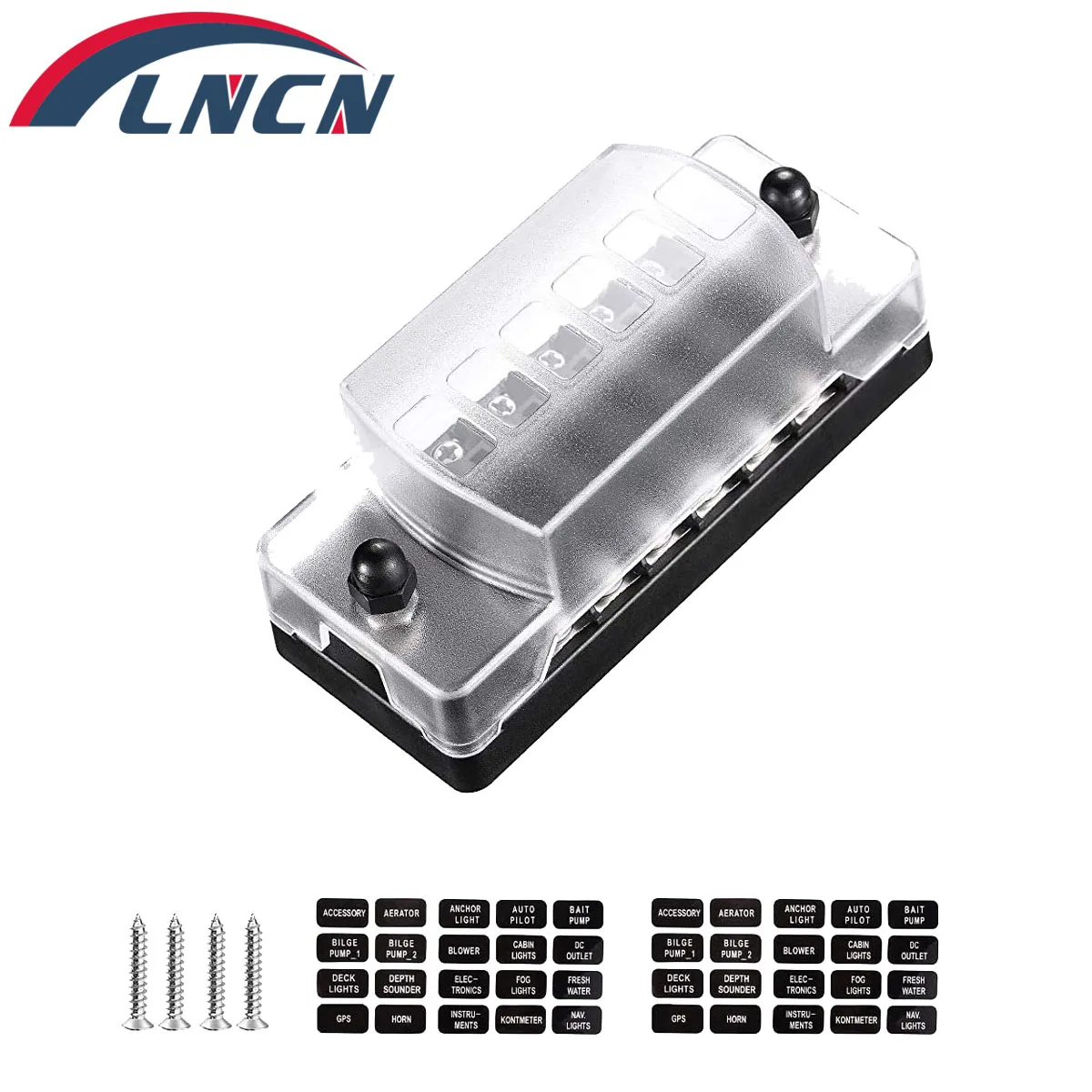 The Vertical 6-Way Fuse Box Suitable for 12V/24V Cars, Trucks, and Marine RVs