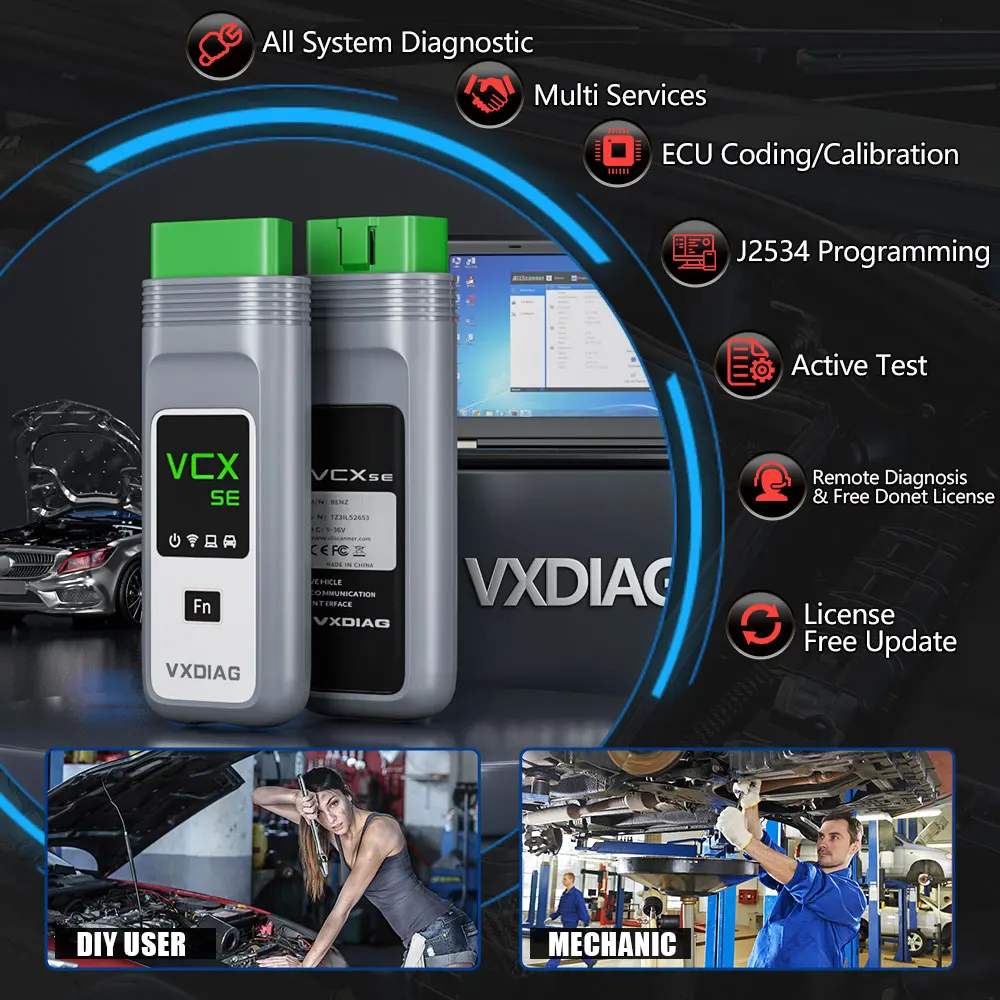 VXDIAG VCX SE 2 in 1 for Mercedes Benz C6 for BMW Car OBD2 Diagnostic Tool Remote Diagnosis DoIP ECU Coding J2534 Programming