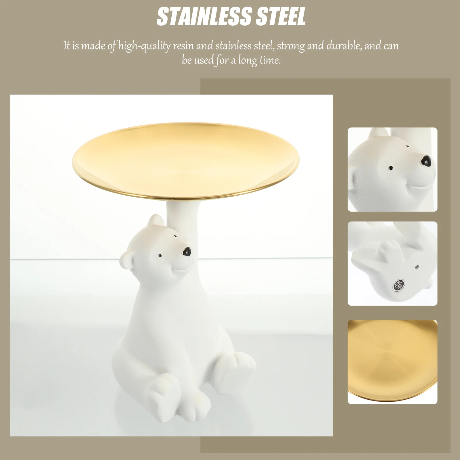 

Polar Bear Shaped Key Storage Tray Resin Desktop Decor For Home Office Porch Entrance Bear Adornment Craft