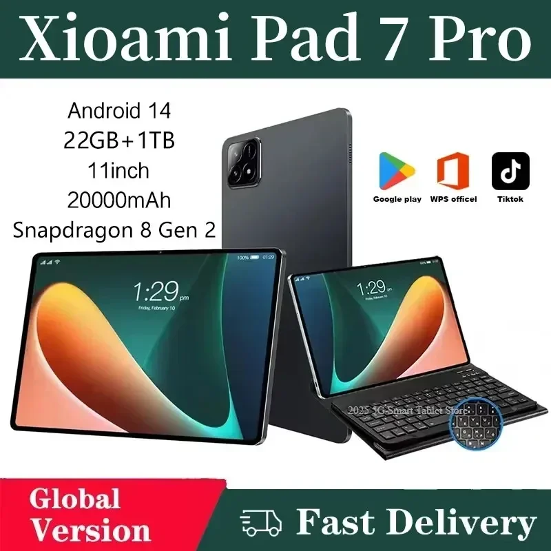 

2025 Original Pad 7 Pro Snapdragon 8 Gen 2 Global Version Tablets PC Android 14 22GB+1TB Dual SIM Card 11 inch WIFI HD 4K Mi Tab