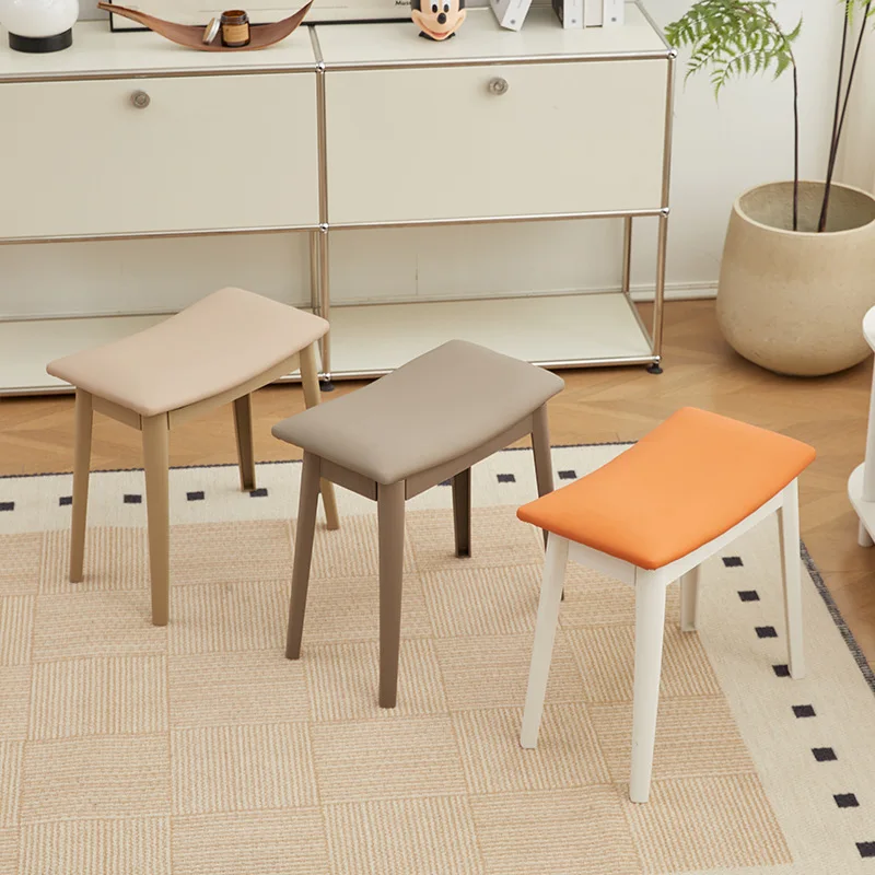 Curved dressing stool bedroom light luxury soft bag makeup chair home door simple shoe change stool simple low stool saddle