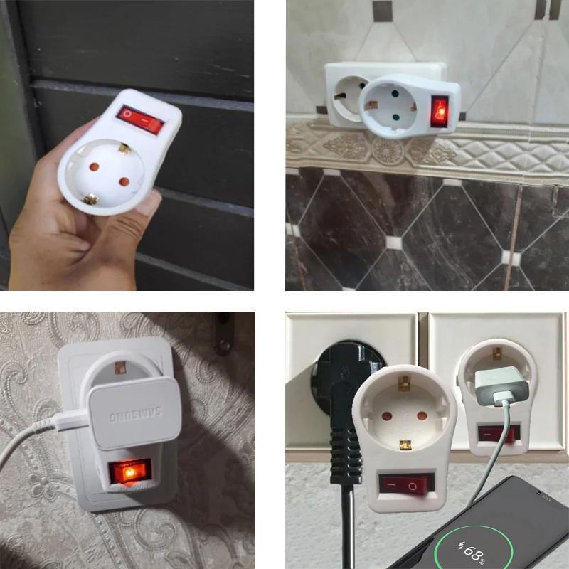 2 USB EU Socket With ON/OFF Switch 16A 250V 4.8mm 2 Pin European Standard Expansion Socket Power RUS Extension Plug For Home