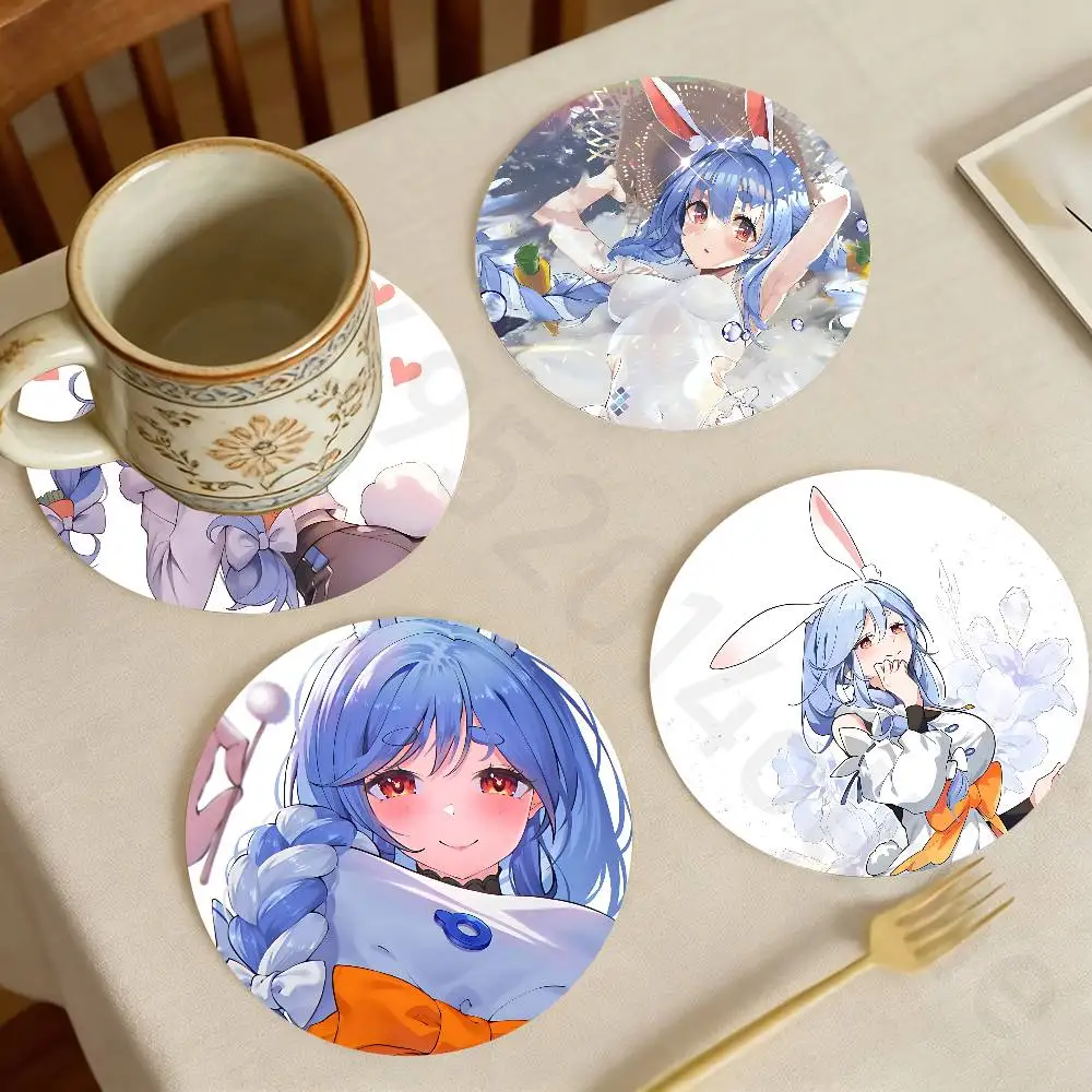 

U-Usada P-Pekora Wooden Theme Desktop Heat Mats Home Decor Coffee Mug Coasters For Office Restaurant