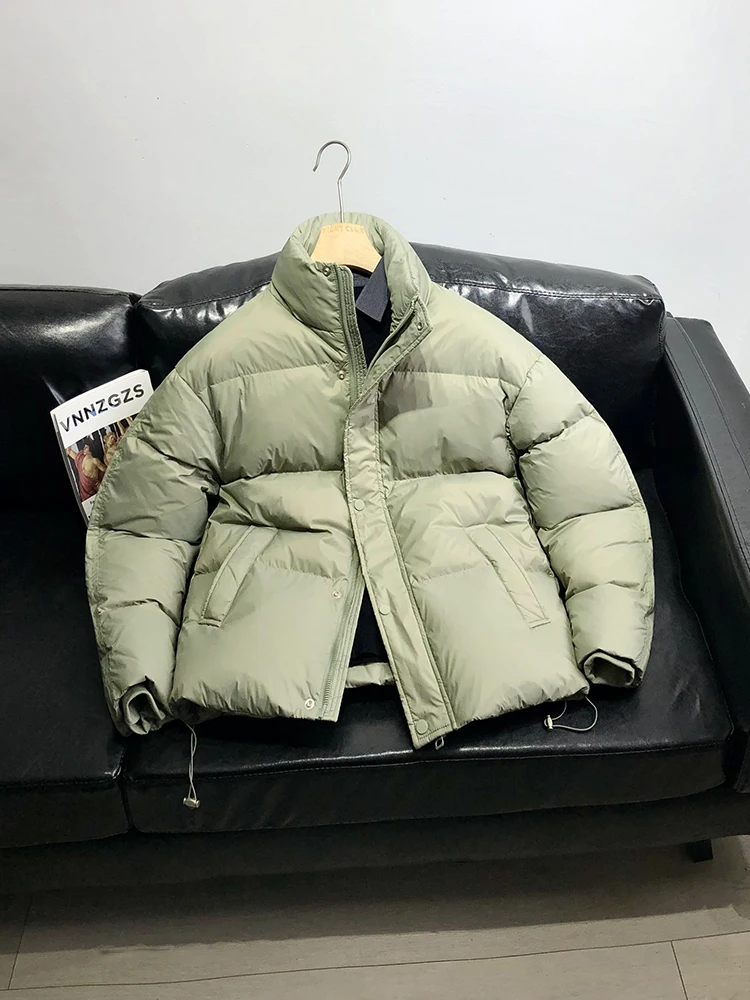 Winter Thiened Casual Men's down Jaet 2025 New White Du Feather Pure Color Refreing Sle Trendy Zipper Closure Outer...