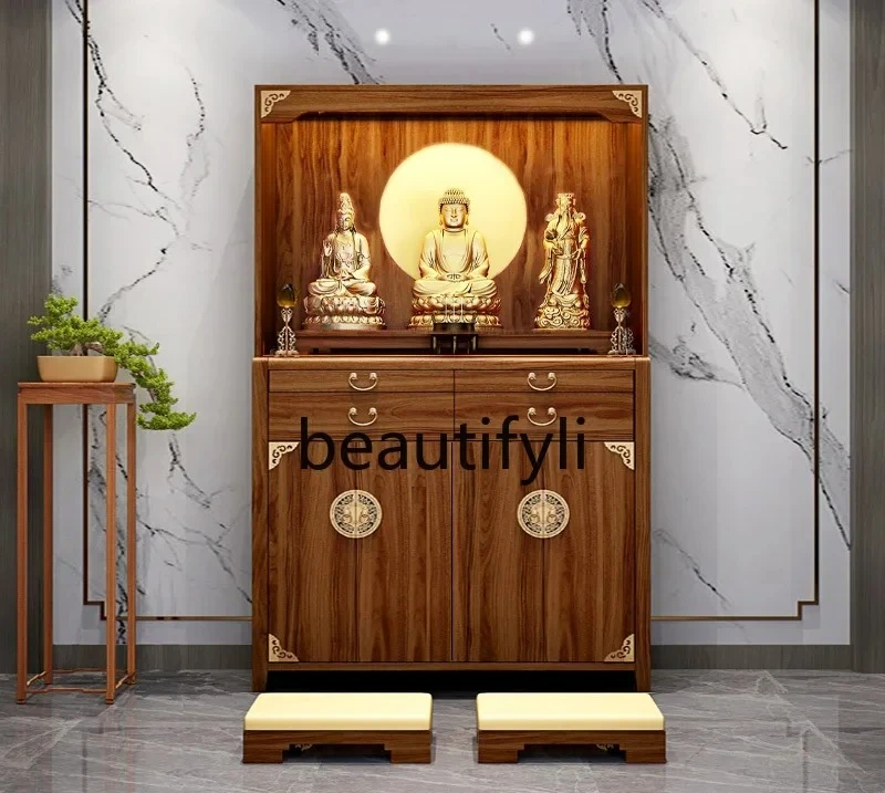 

Household God of Wealth incense table shrine new Chinese vertical cabinet offering table Buddhist niche cabinet