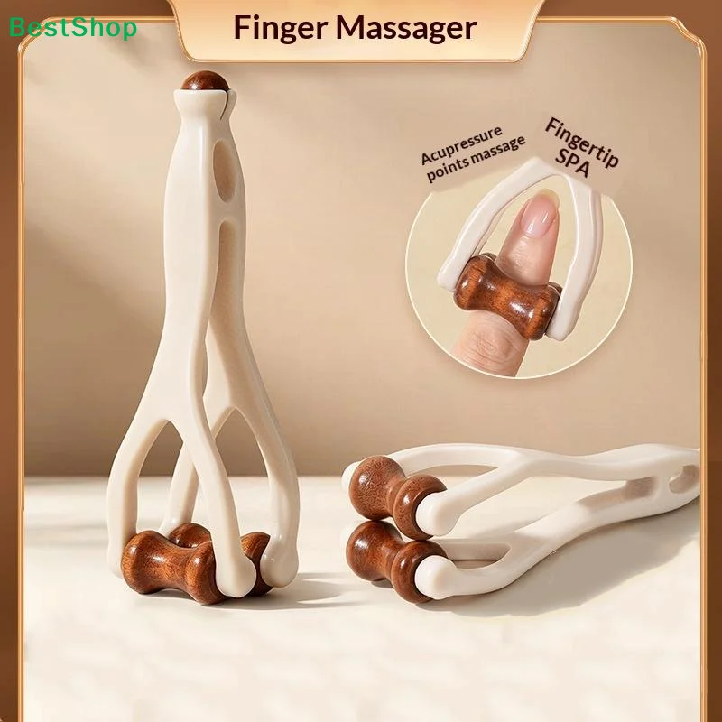 〔Q〕1Pcs Hardwood Massage Roller Tool For Hand Discomfort Stress Relief Tools Finger Massager For Carpal Tunnel Syndrome