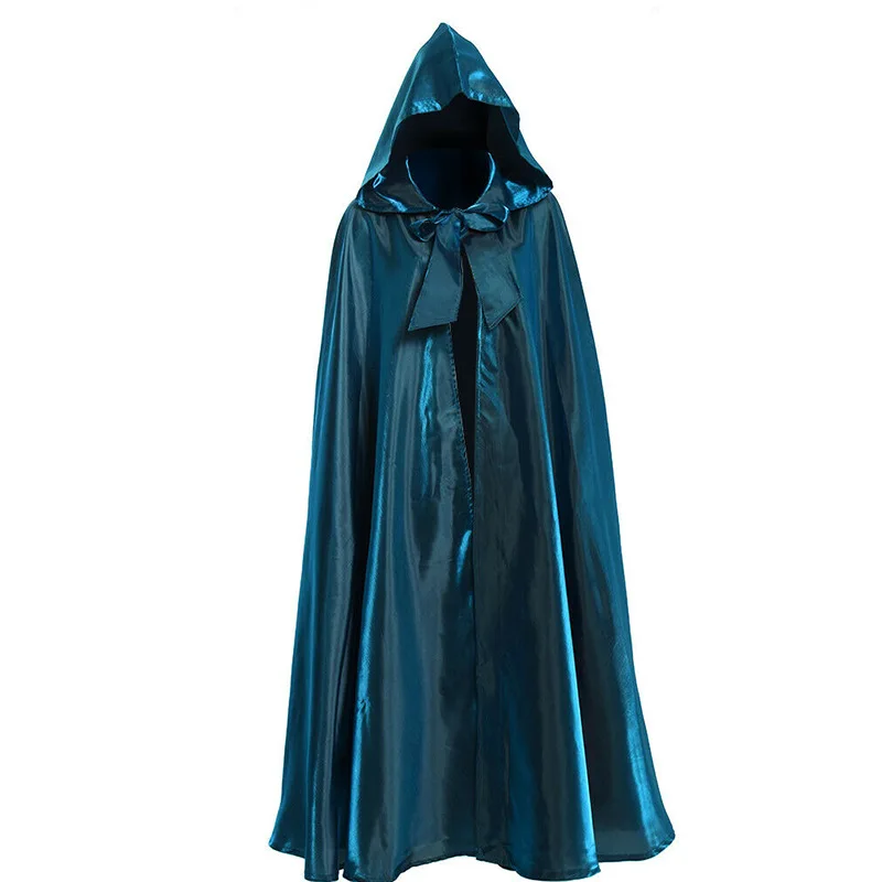 Halloween Party Costume Women Men Adult Long Robe Hooded Cloak Witchcraft Christmas Holiday Solid Color Medieval Cape