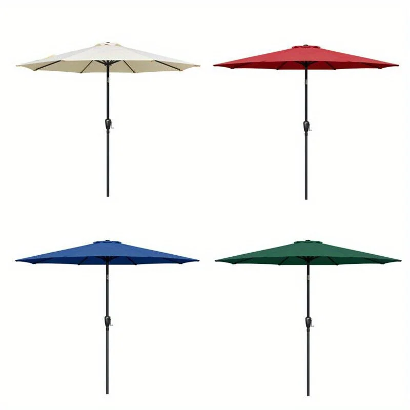 

9ft Outdoor Market Table Patio Umbrella with Button Tilt & 8 Sturdy Rib 4 colors