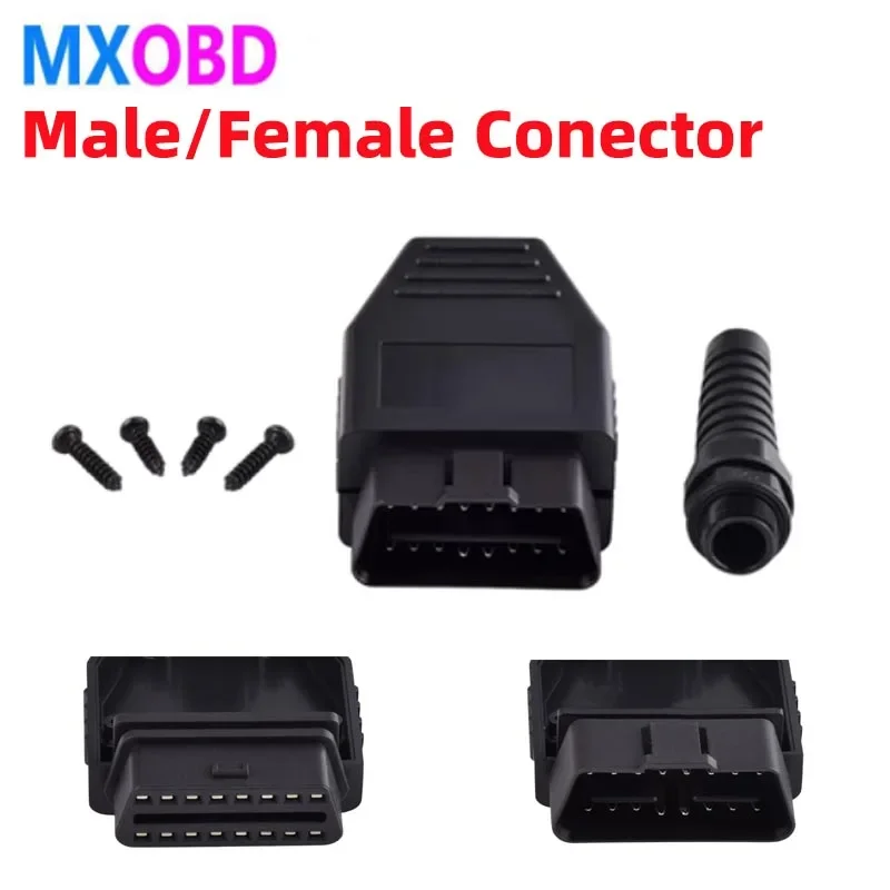 

J1962 Male/Famle Connector 12V 24V Car OBD Shell Plug with Screws OBD2 16pin OBD DIY Assemble Diagnostic Interface Socket