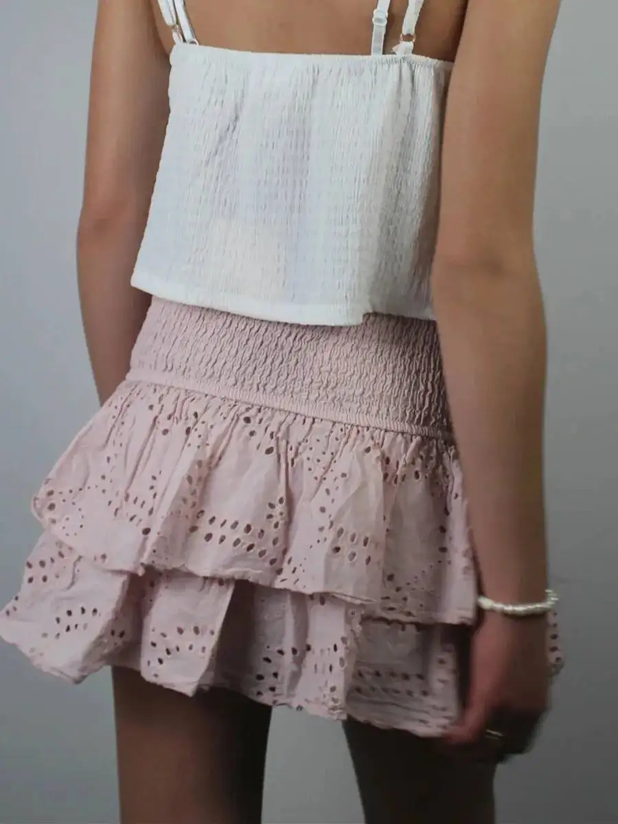 

Women Y2K Ruffle Layered Mini Skirts Smocked A Line Pleated Short Skirt Boho Beach Mini Skirt Cute Skirts For Teen Girls 5N1U