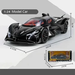 1:24 Sports Car Alloy Model Car Simulation Sound and Light Pull Back Toy Car for Apollo Helios Boys Collection Decoration Gift