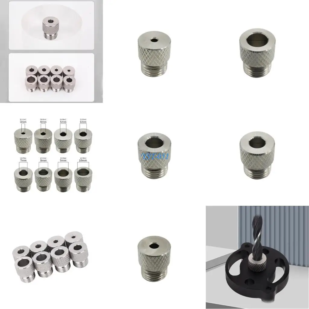 

E15A 8pc Corrosion Resistant Steel Drill Bushings 3-10mm Hole M14x1.5 Thread Knurled Grip