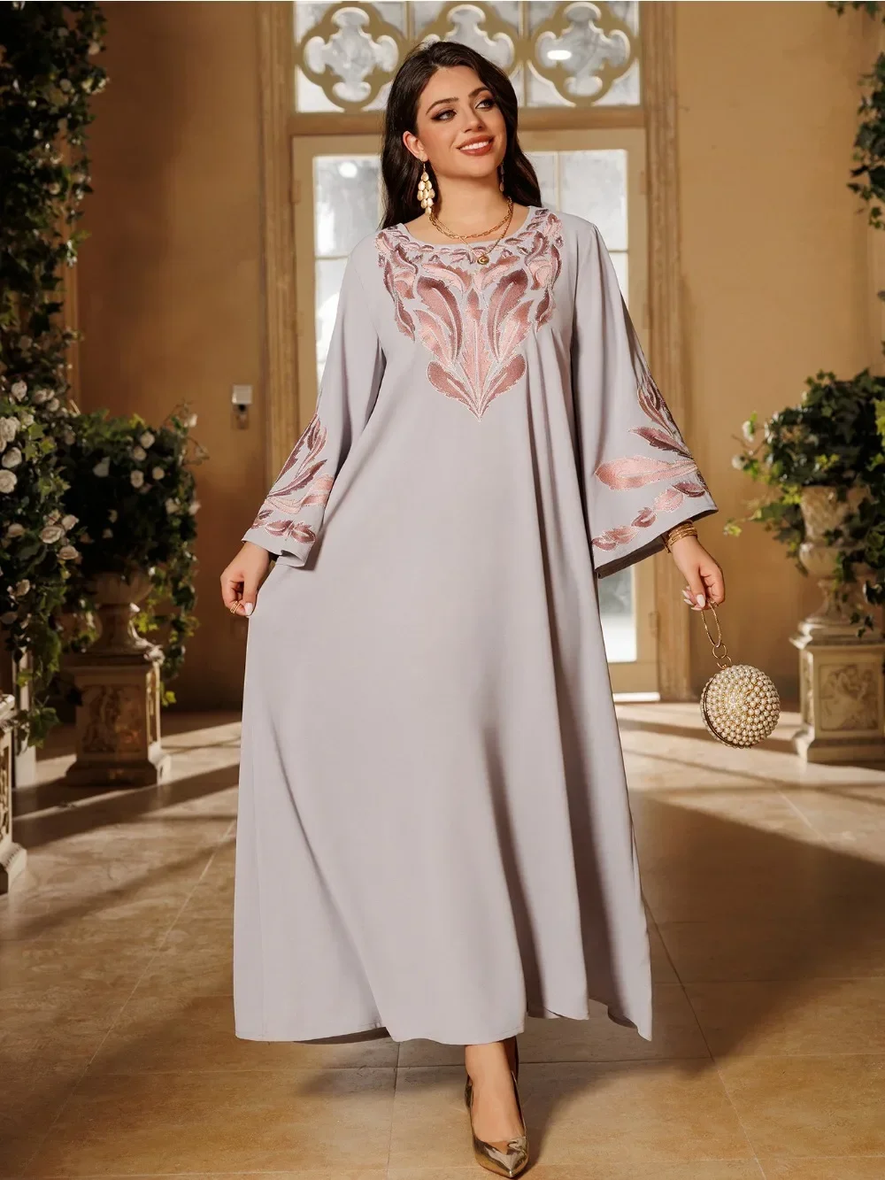 Eid Muslim Embroidery Dress Jalabiya for Women Party Dresses Abaya Morocco Dubai Abayas Vestidos Arab Long Robe Ramadan Kaftan