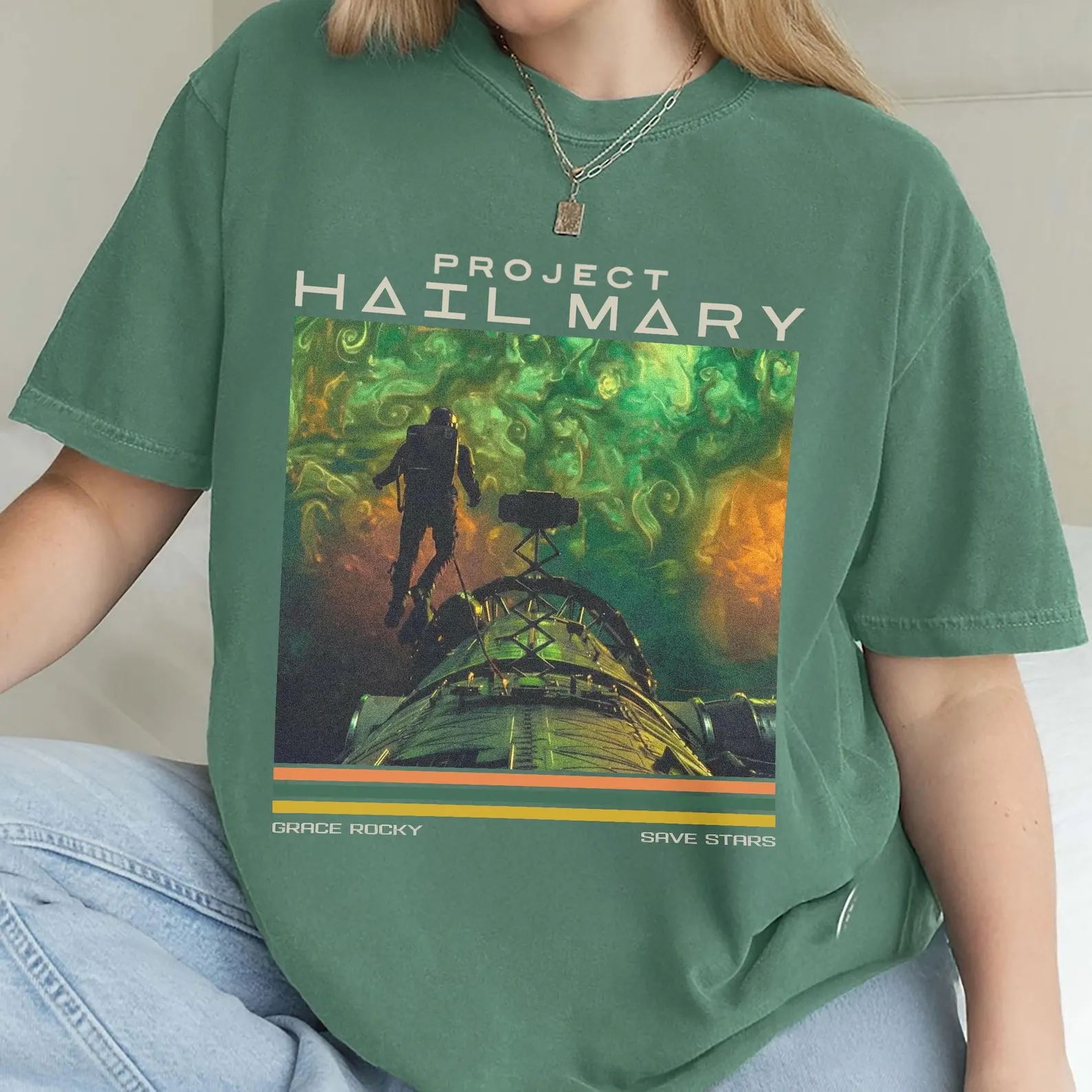 Project Hail Mary Spacecotton Shirt, Grace Rocky Save Stars, Andy Weir Fan Gift, Sci-Fi Book Lover Tee - view 2