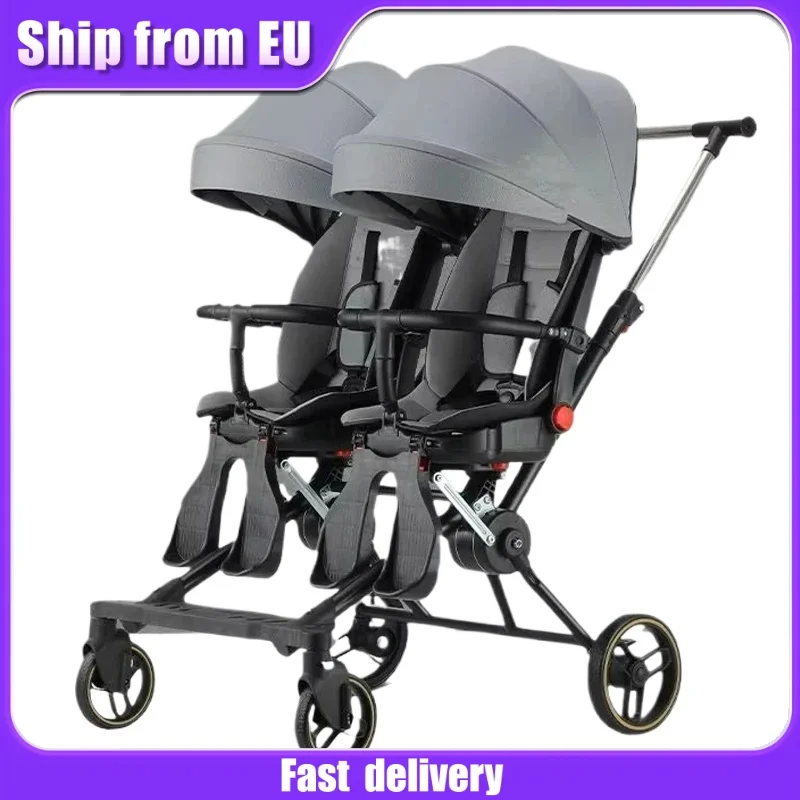 Lightweight twins stroller two seats foldable baby stroller for two children poussette double baby carriage free shipping