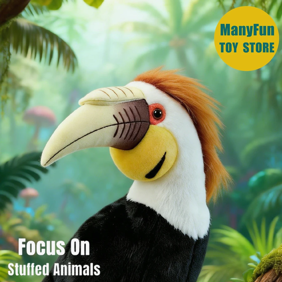 

Wrinkled Hornbill Plush Toy High Fidelity Toucan Plushie Lifelike Hornbill Stuffed Animal Simulation Doll Toy