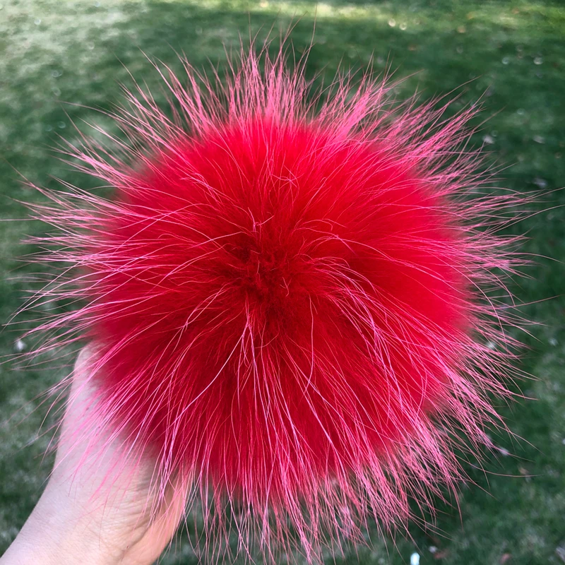 Weicher Bommel aus 100 % natürlichem Fuchspelz, Bommel aus Waschbärfell für Mützen, Mützen, Taschen, Schals – Detail 30