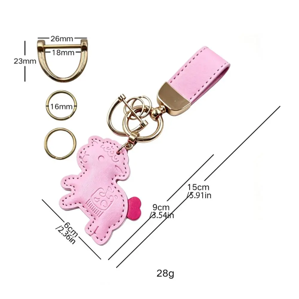 Kawaii Cartoon Pu-Lamm-Schlüsselanhänger, Leder-Zodiak-Ziegen-Anhänger, Anti-Verlust-Riemen, Ziegen-/Schaf-Taschenanhänger, Taschenhänger – Detail 1