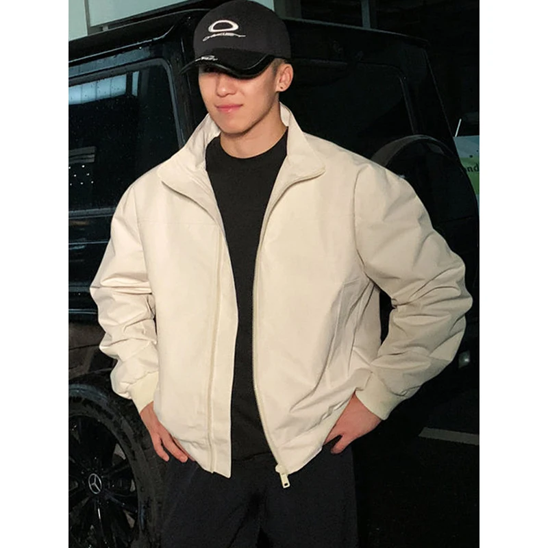 Herenmode Moto Zip Up Jacket Lente Herfst Nieuwe lichtgewicht losse bomberjacks Chique Amerikaanse opstaande kraag Oversized jas