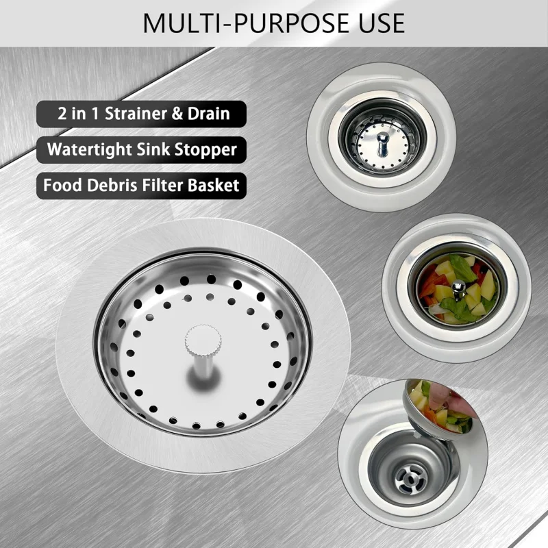 طقم مصفاة من الفولاذ المقاوم للصدأ المصقول مقاس 3-1/2 بوصة مع سلة وإيقاف #3