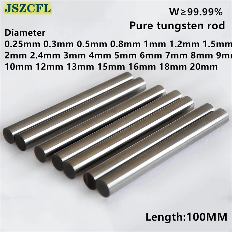 High purity W≥99.99% tungsten rod Diameter 0.25mm-20mm electrode Tungsten W Metal bar For Power Tools Accessories Durable