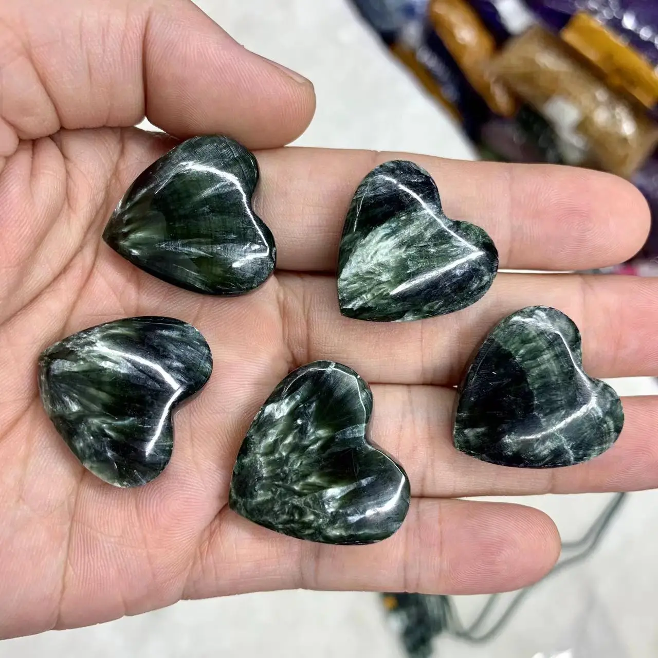 Heart Shape Russian Seraphinite (clinochlore) Natural Gemstone Jewelry Necklace Pendant For Women For Men Wholesale