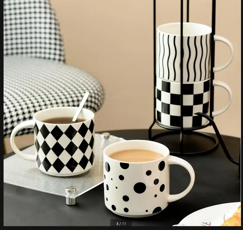 

Large Capacity Ceramic Mug Coffee Cup Storage Rack Set Milk Tea Afternoon Mugs Water Cups