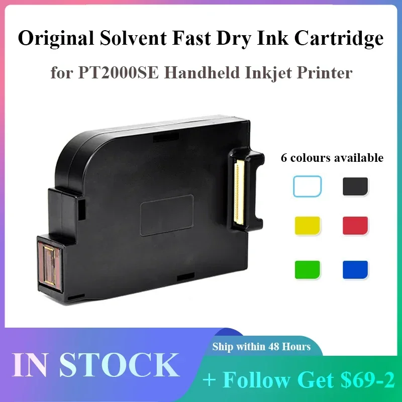 Original Solvent Fast Dry Ink Cartridge Replacement PT2000SE Handheld Inkjet Printer (Black) 42ml quick-drying ink cartridge