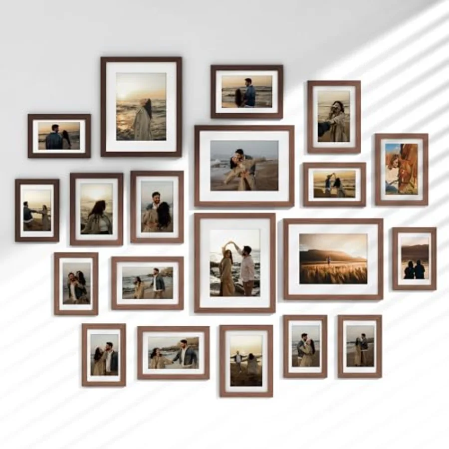 

20 Pack Picture Frames Collage Wall Decor, Gallery Frame Set for Wall Mounting or Tabletop Display, Multi Sizes Including 4pcs