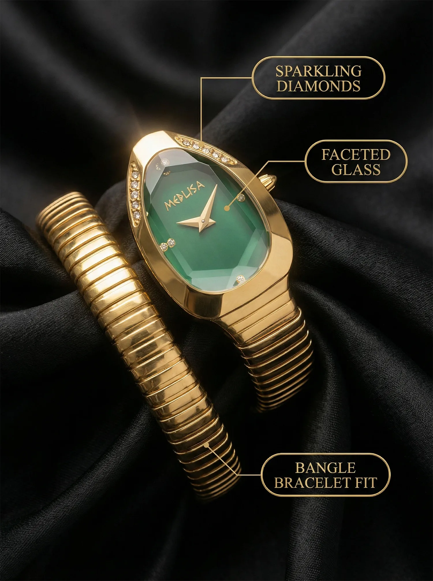2026 High Quality Gold Diamond Set Snake Shaped Dress Watch Bangle Style Fashionable Unique Brand Same Style Women's Wristwatch S025f68539d3f490685af82d5e66d049ev