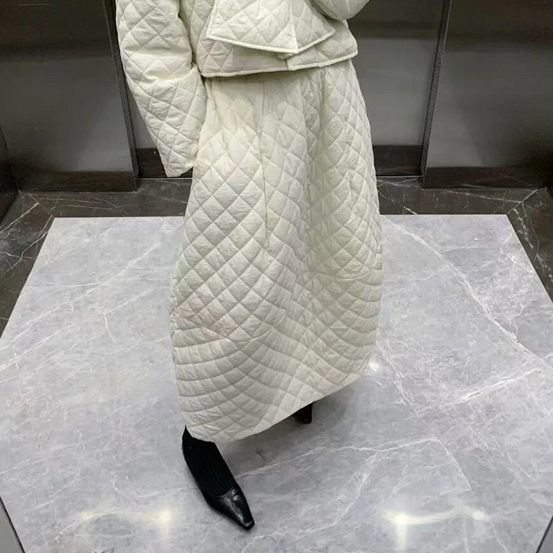 

Корейская хлопковая юбка с ромбами Ba и разрезом, женская осенне-зимняя новая свободная тонкая длинная однотонная юбка