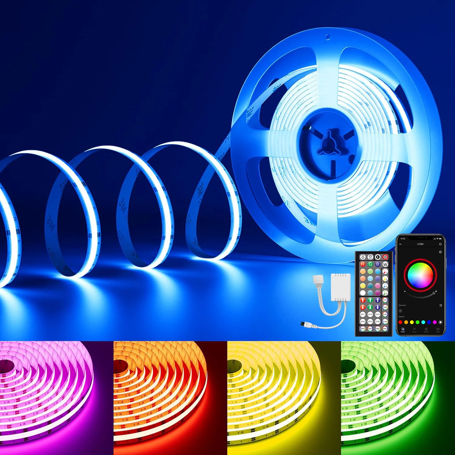 Bande lumineuse LED RGB 40M/30M avec télécommande et application Bluetooth, lampes féeriques LED à changement de couleur, synchronisation musicale pour la chambre