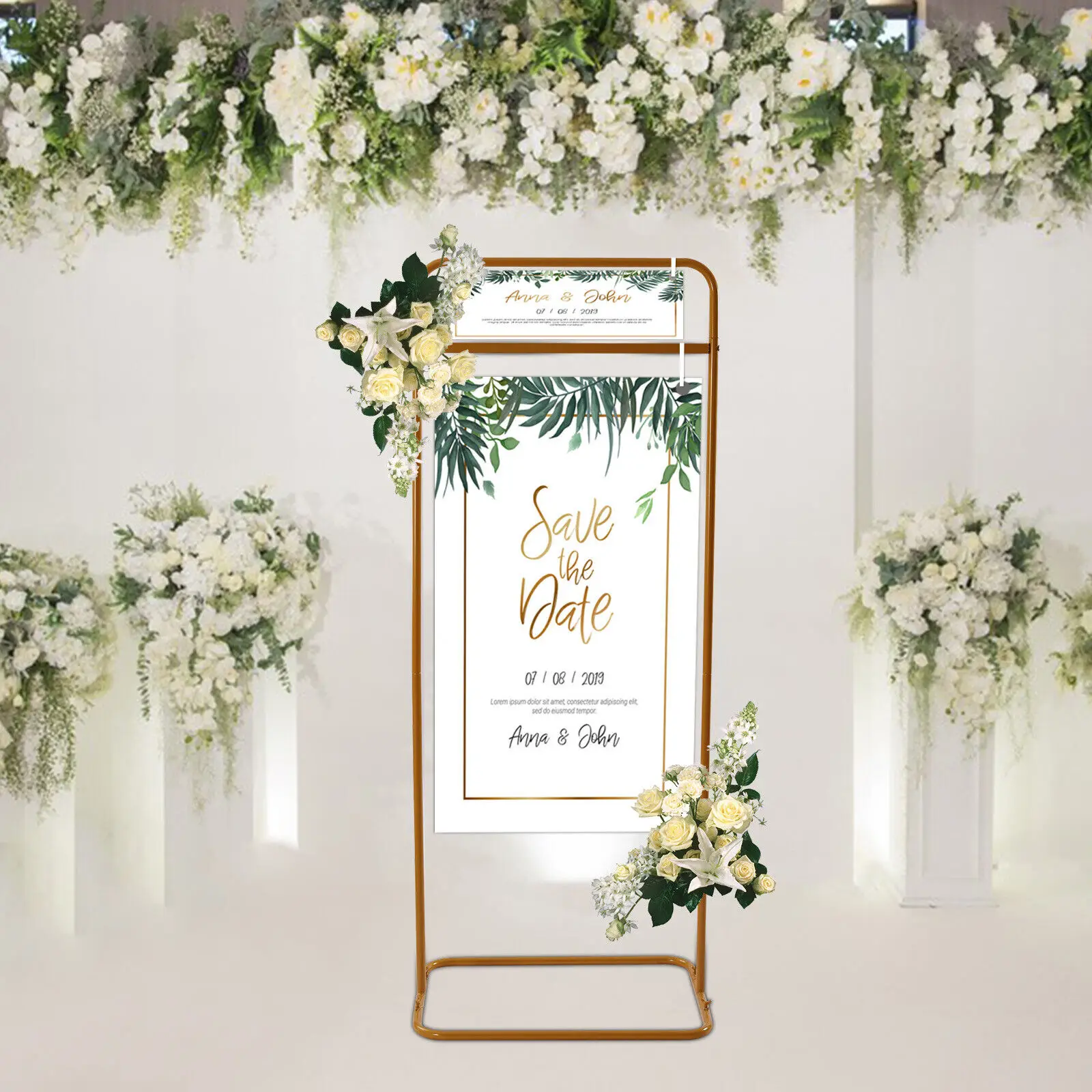 Gold Metal Display Stand Wedding Welcome Signs Posters Photos Holder,4.9ft DIY Sign Holder for Restaurant Menu Holders,Parties