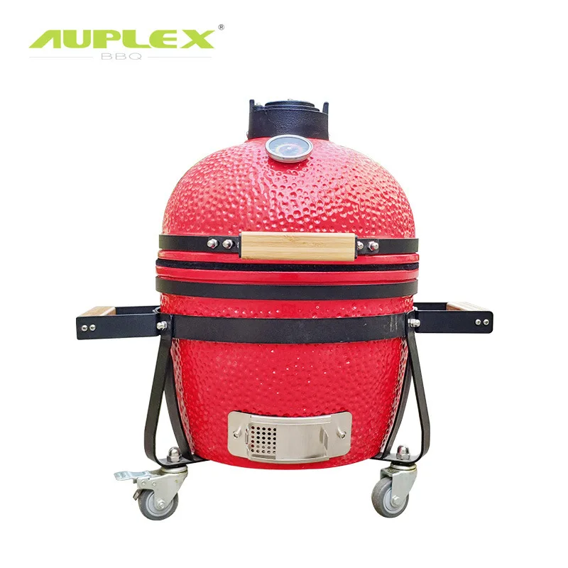 Auplex Kamado BBQ Grill 14'' orange peel portable trunk grill ceramic barbecue grill