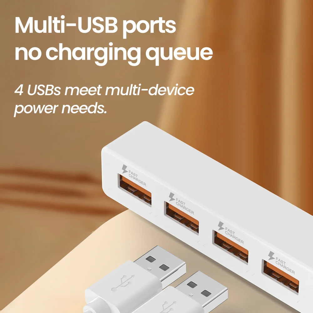 USB 2.0 4 Ports Plug Power Strip Charger Extension Cables USB Hub Multi-Port Socket Powered For PC Computer Accessories 30/120cm
