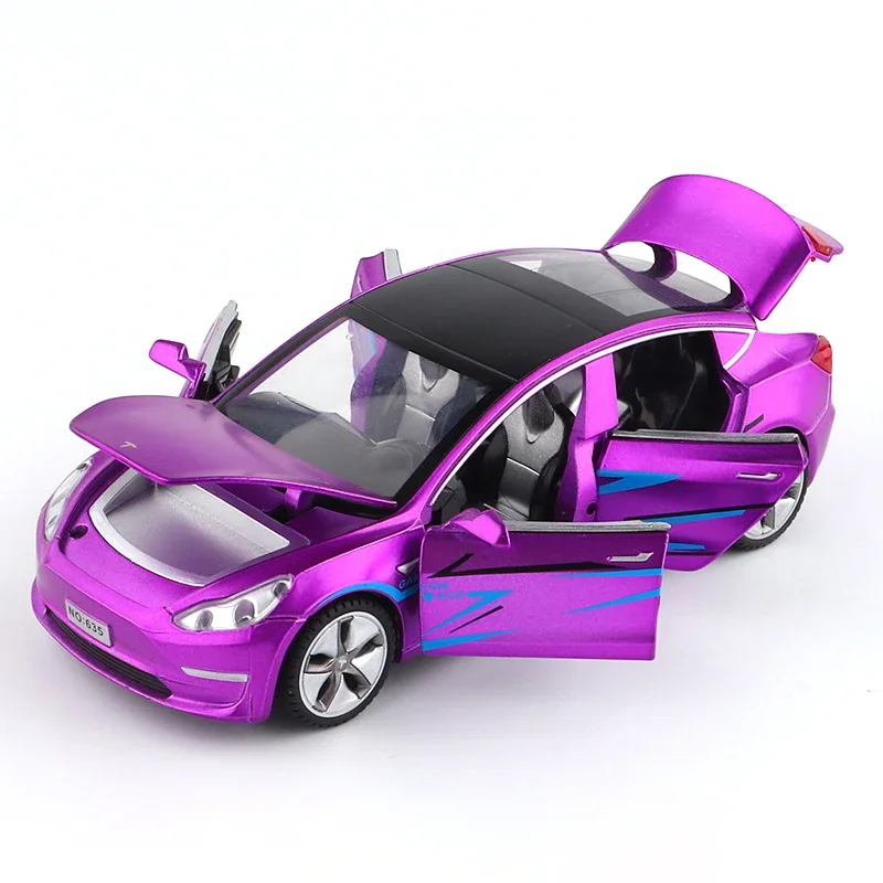 Free Shipping new 1:32 Alloy Car Tesla Model S MODEL3 Model X Metal Model Car Six-Door Sound And Light Pull Back Toy Car Gift