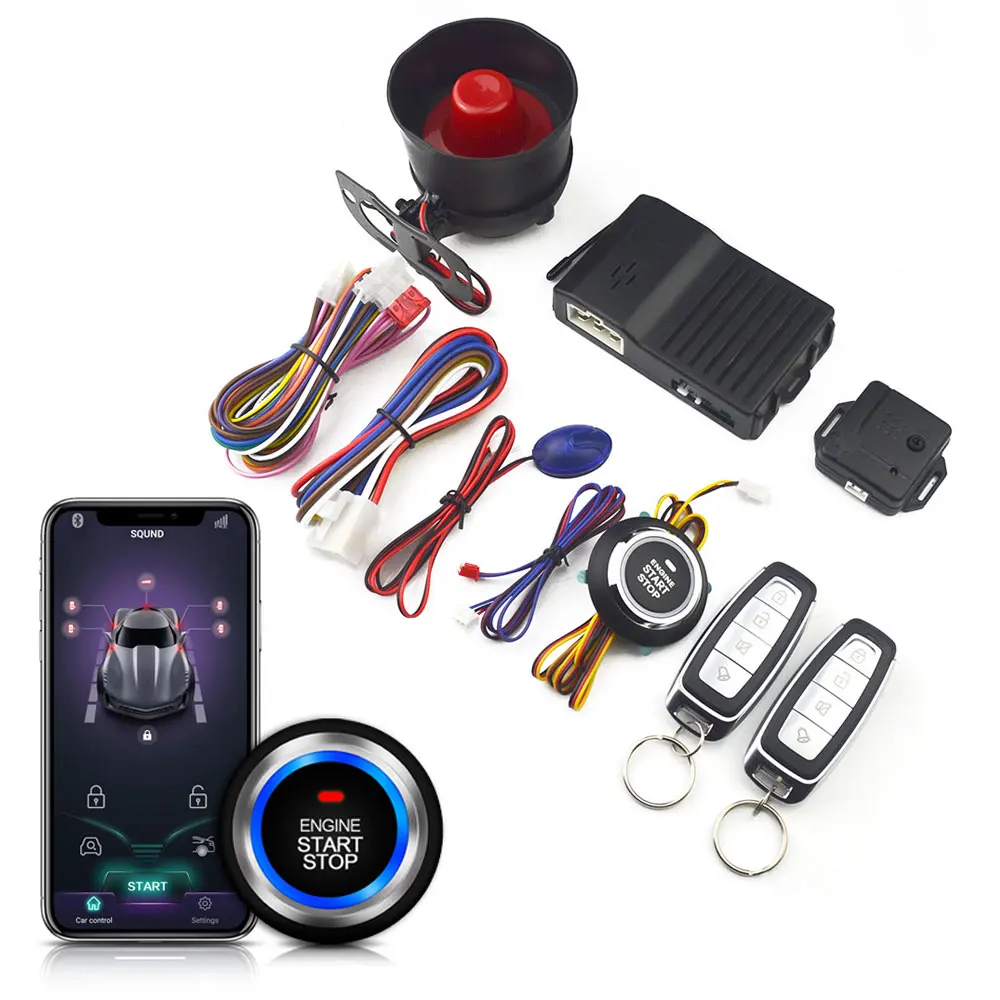 

Universal Car Alarm System Keyless Entry Start Stop Button Mobile Bluetooth App Remote Control Horn Warning Car Security Systems