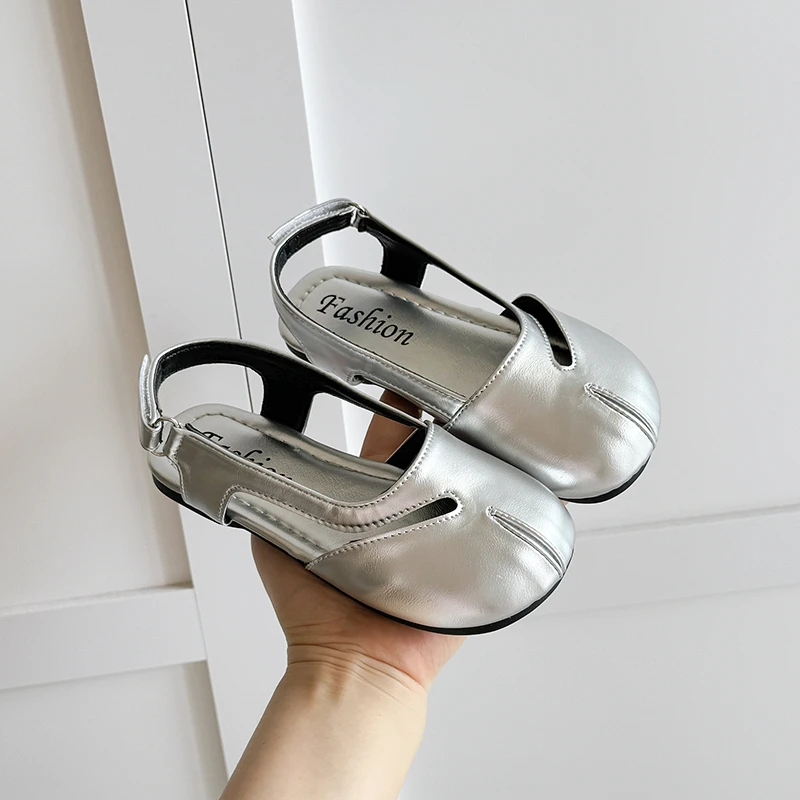 2026 Summer Toddler Girls Split Toe Slingback Sandals Black/Silver/Beige Hollow Flat Shoes Soft Non-slip Kids Casual Footwear - view 5