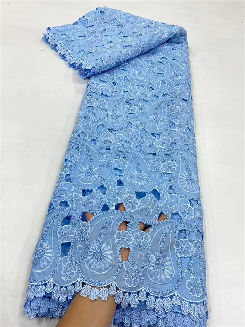 5Yard African Milk Silk Cord Lace Fabric, Water Soluble, Nigerian Guipure Cord Lace for Sewing, High Quality, Latest 2025 Hm57-1