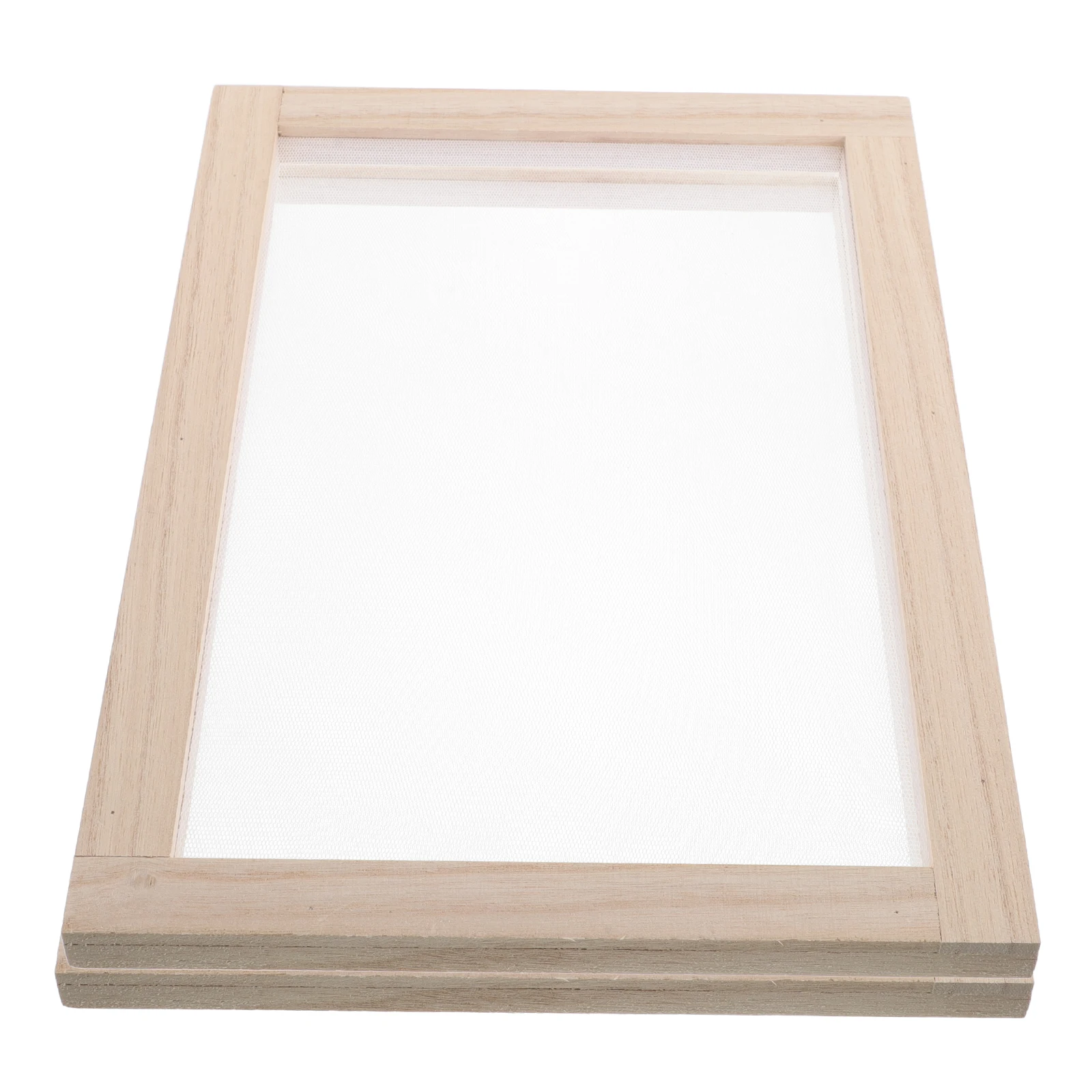

2 Pcs Wooden Paper Frame Handmade Screen Diy Self Making Large Kit for Frames Child