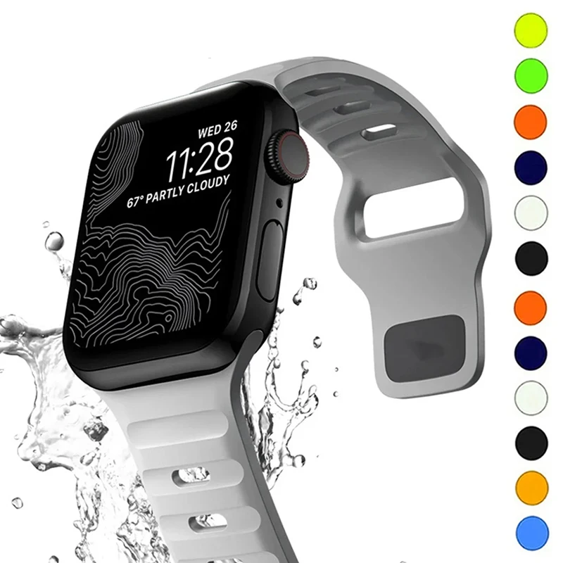 

Ремешок для Apple Watch Band 49 мм 45 мм 41 мм 44 мм 40 мм 42 мм 38 мм Мягкий силиконовый спортивный браслет iwatch Serise Ultra 9 8 7 6 se 5 4 3