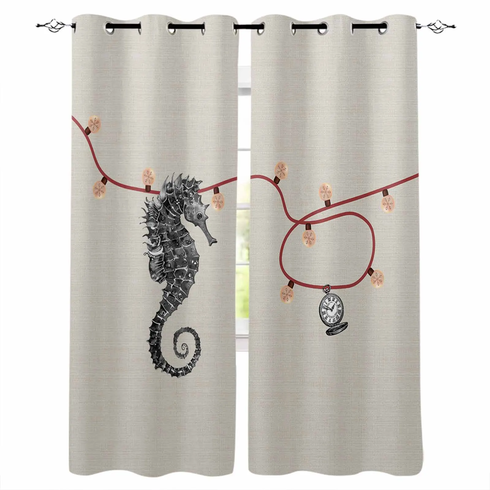 Haima Retro Christmas Curtains For Kitchen Bedroom Window Treatment Curtains For Living Room Home Decor