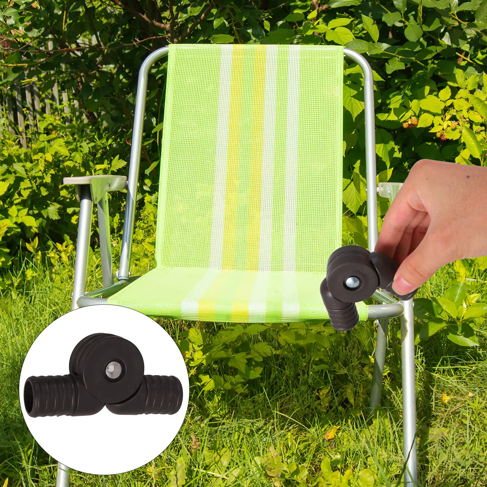 1Pair Round Flat Mouth Plastic Joint Connectors for Beach Lounge Chair Camping Recliner Office Foldable Chair Repair Upgrade